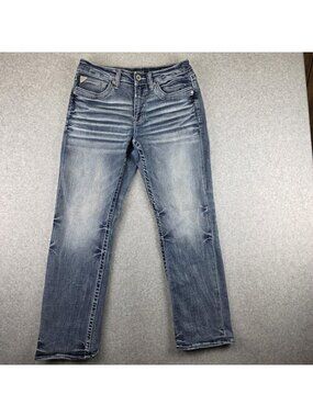 Salvage Supply Jeans Mens 31x32 Anarchy Straight Blue Distressed Stretch Denim